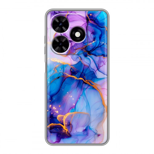 Дизайнерский силиконовый чехол для Tecno Spark Go 2024 синий мрамор
