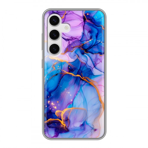 Дизайнерский силиконовый чехол для Samsung Galaxy S24 синий мрамор
