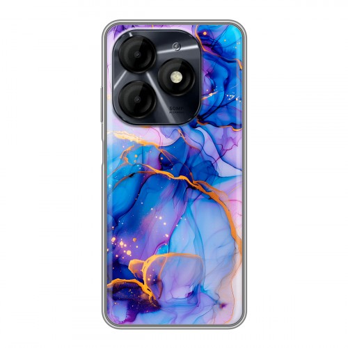 Дизайнерский силиконовый чехол для Itel P55 4G синий мрамор