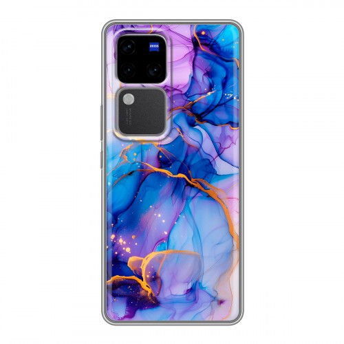Дизайнерский силиконовый чехол для Vivo V30 Pro синий мрамор