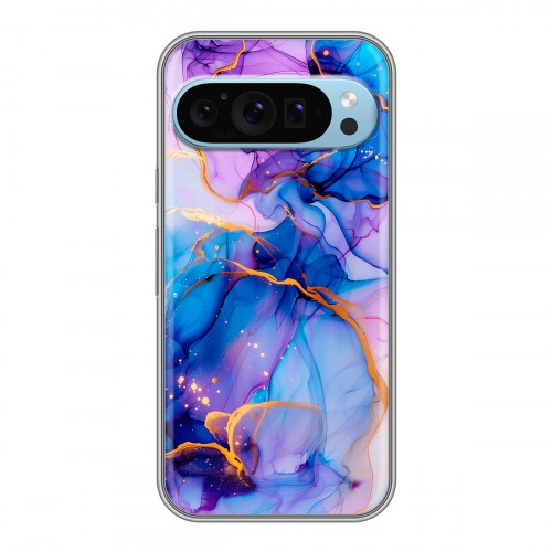 Дизайнерский силиконовый чехол для Google Pixel 9 синий мрамор