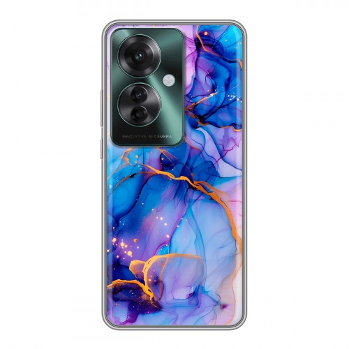 Дизайнерский силиконовый чехол для Oppo Reno 11F синий мрамор