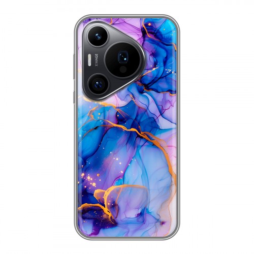 Дизайнерский силиконовый чехол для Huawei Pura 70 Pro синий мрамор