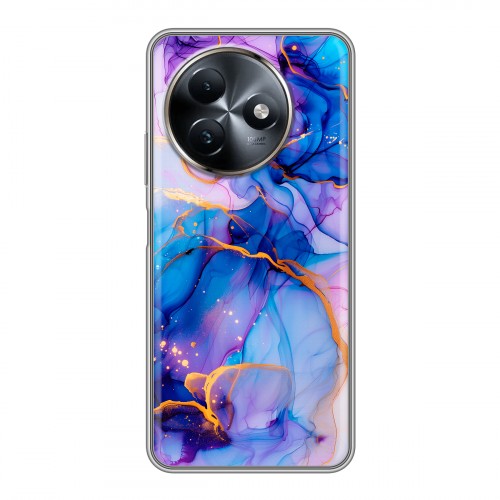 Дизайнерский силиконовый чехол для Itel S24 синий мрамор