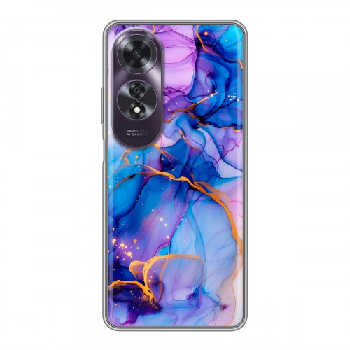 Дизайнерский силиконовый чехол для OPPO A60 синий мрамор