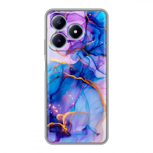 Дизайнерский силиконовый чехол для Realme C63 синий мрамор