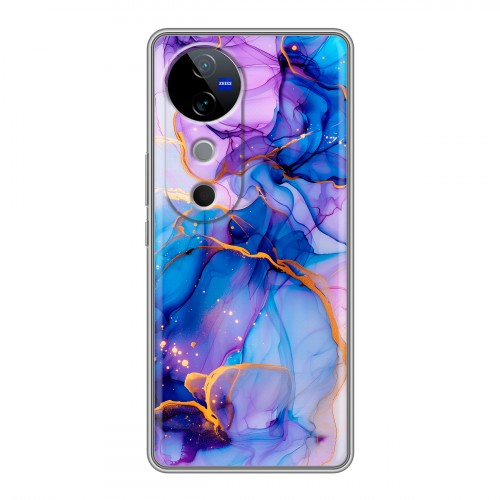 Дизайнерский силиконовый чехол для Vivo V40 5G синий мрамор