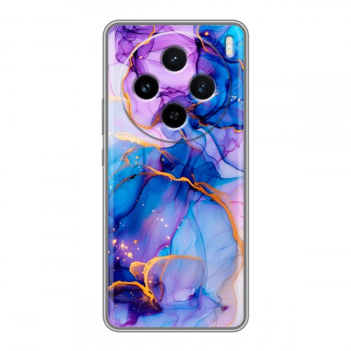 Дизайнерский силиконовый чехол для Vivo X100 синий мрамор