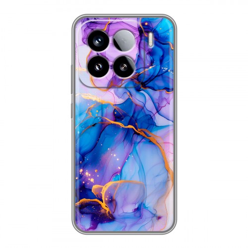Дизайнерский силиконовый чехол для Xiaomi 15 синий мрамор