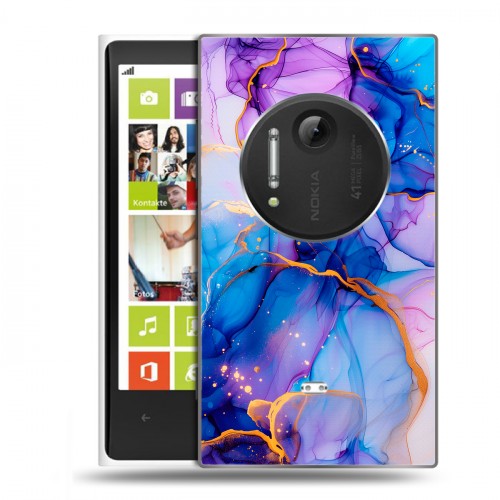 Дизайнерский силиконовый чехол для Nokia Lumia 1020 синий мрамор