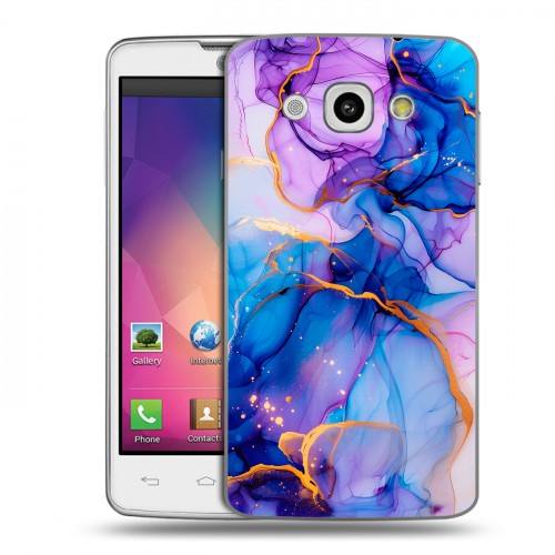 Дизайнерский пластиковый чехол для LG L60 синий мрамор
