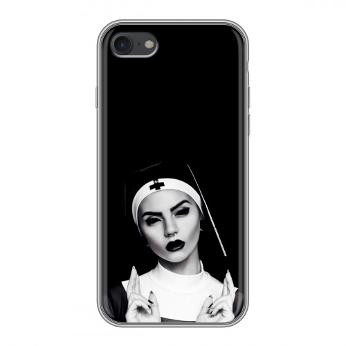 Полупрозрачный дизайнерский силиконовый чехол для Iphone 7 монашка