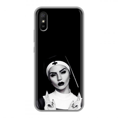 Полупрозрачный дизайнерский силиконовый чехол для Xiaomi RedMi 9A монашка
