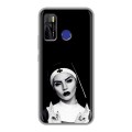 Полупрозрачный дизайнерский силиконовый чехол для Tecno Camon 15 монашка