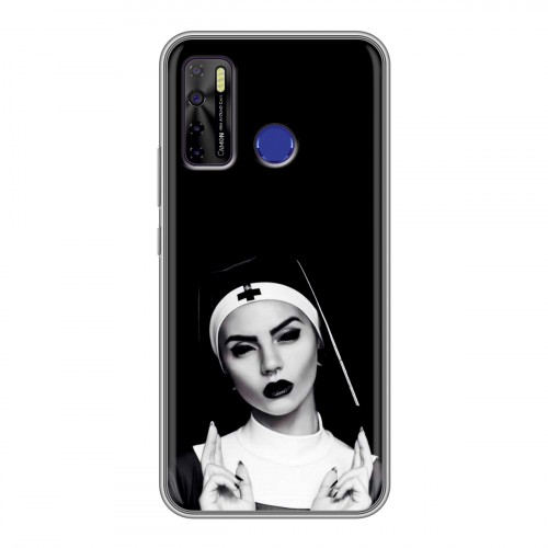 Полупрозрачный дизайнерский силиконовый чехол для Tecno Camon 15 монашка