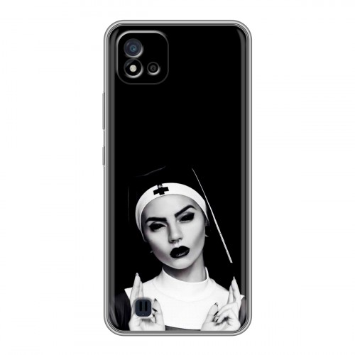 Полупрозрачный дизайнерский силиконовый чехол для Realme C20 монашка