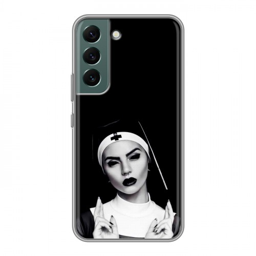 Полупрозрачный дизайнерский силиконовый чехол для Samsung Galaxy S22 монашка