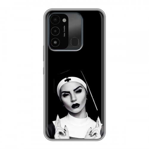 Полупрозрачный дизайнерский силиконовый с усиленными углами чехол для Tecno Spark Go 2022 монашка