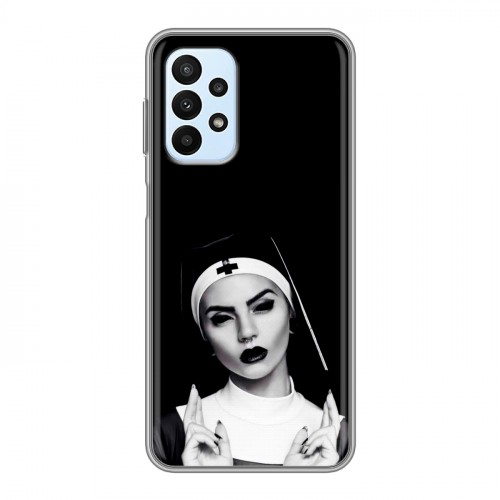 Полупрозрачный дизайнерский силиконовый чехол для Samsung Galaxy A23 монашка