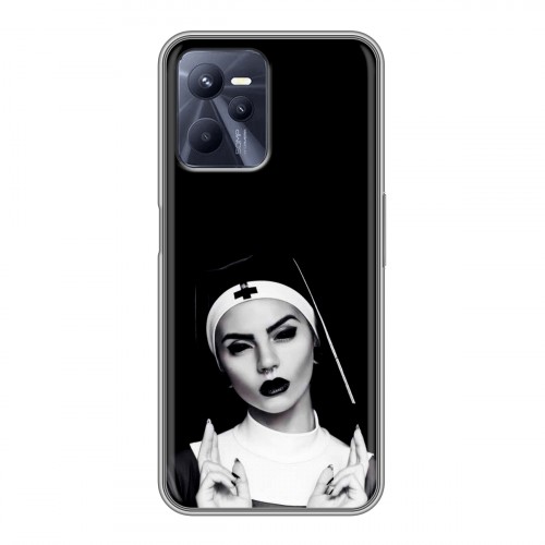 Полупрозрачный дизайнерский силиконовый чехол для Realme C35 монашка