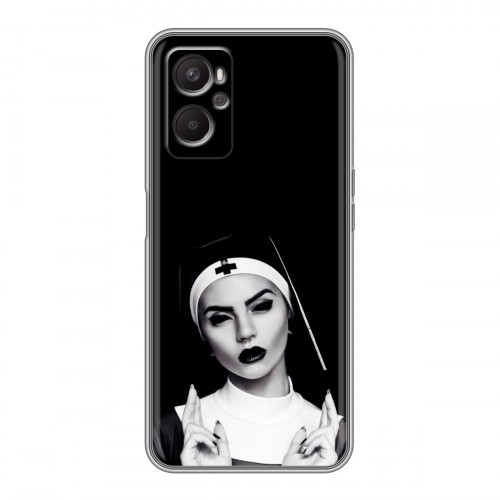 Полупрозрачный дизайнерский силиконовый с усиленными углами чехол для OPPO A96 монашка
