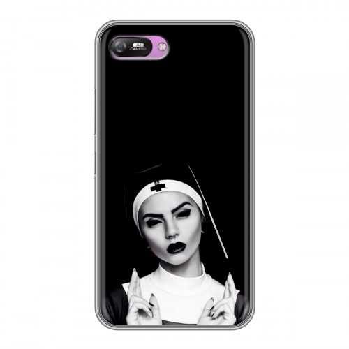 Полупрозрачный дизайнерский силиконовый с усиленными углами чехол для Itel A25 монашка