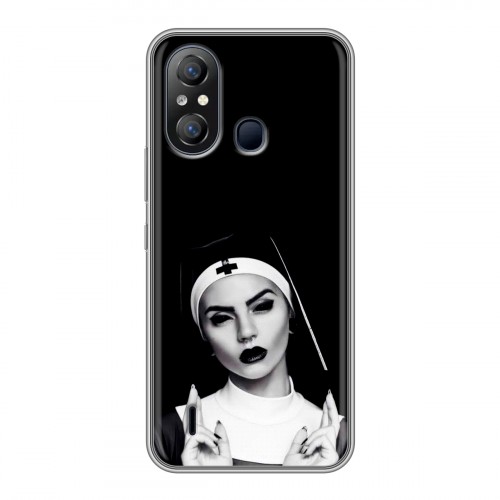 Полупрозрачный дизайнерский пластиковый чехол для Itel A49 монашка