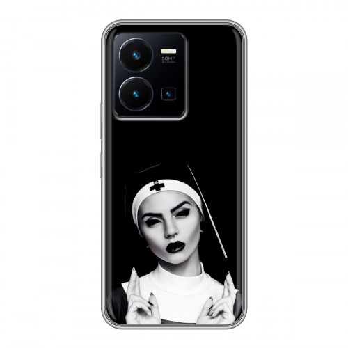 Полупрозрачный дизайнерский силиконовый чехол для Vivo Y35 монашка