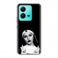 Полупрозрачный дизайнерский пластиковый чехол для Vivo V25 монашка
