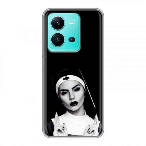 Полупрозрачный дизайнерский пластиковый чехол для Vivo V25 монашка