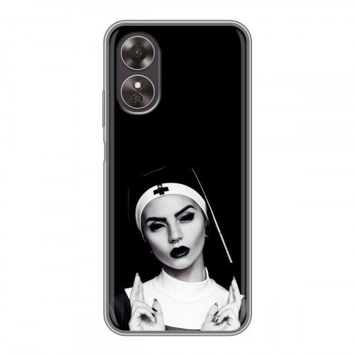 Полупрозрачный дизайнерский пластиковый чехол для OPPO A17 монашка