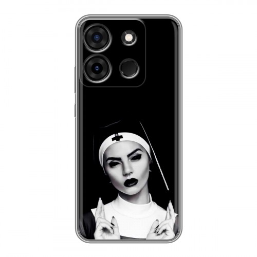 Полупрозрачный дизайнерский силиконовый чехол для Infinix Smart 7 монашка