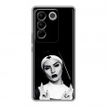 Полупрозрачный дизайнерский силиконовый чехол для Vivo V27 монашка