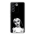 Полупрозрачный дизайнерский силиконовый чехол для Vivo V27e монашка