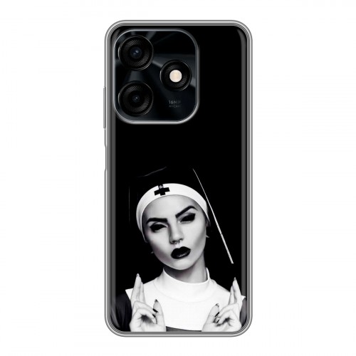 Полупрозрачный дизайнерский силиконовый чехол для Tecno Spark 10C монашка