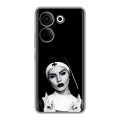 Полупрозрачный дизайнерский пластиковый чехол для Tecno Camon 20 монашка
