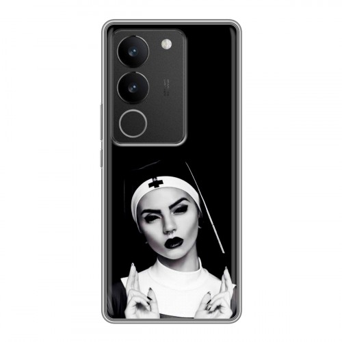 Полупрозрачный дизайнерский силиконовый чехол для Vivo S17 монашка