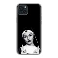 Полупрозрачный дизайнерский пластиковый чехол для Iphone 15 Plus монашка