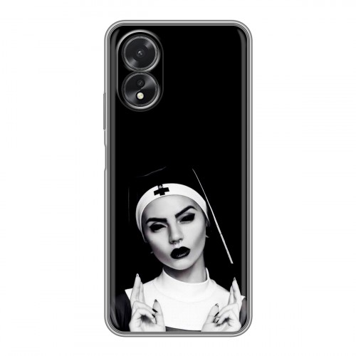 Полупрозрачный дизайнерский пластиковый чехол для OPPO A38 4G монашка
