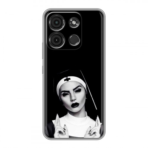 Полупрозрачный дизайнерский пластиковый чехол для Itel A60s монашка