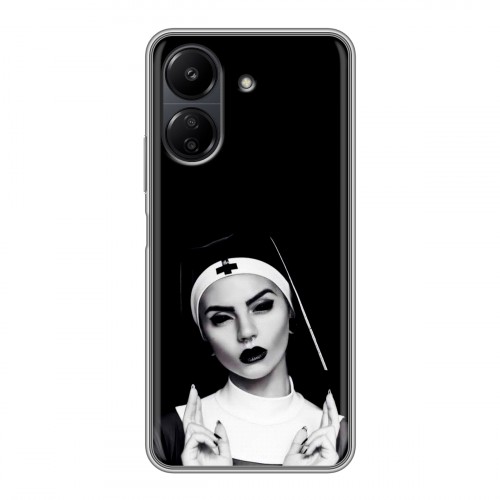 Полупрозрачный дизайнерский пластиковый чехол для Xiaomi Poco C65 монашка