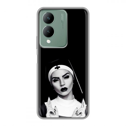 Полупрозрачный дизайнерский силиконовый чехол для Vivo Y17s монашка