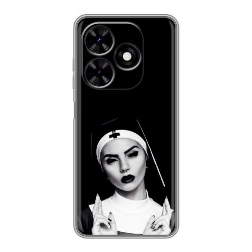 Полупрозрачный дизайнерский пластиковый чехол для Tecno Spark Go 2024 монашка