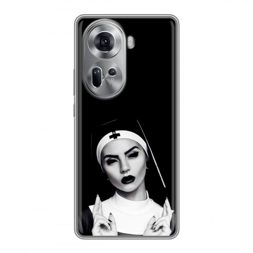 Полупрозрачный дизайнерский пластиковый чехол для OPPO Reno 11 монашка