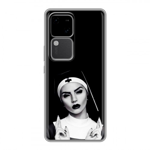 Полупрозрачный дизайнерский пластиковый чехол для Vivo V30 5G монашка