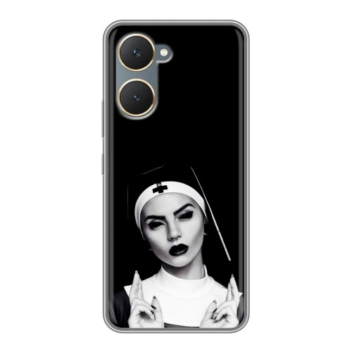 Полупрозрачный дизайнерский пластиковый чехол для Vivo Y03 монашка