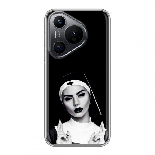 Полупрозрачный дизайнерский пластиковый чехол для Huawei Pura 70 монашка