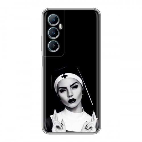 Полупрозрачный дизайнерский пластиковый чехол для Realme C65 монашка