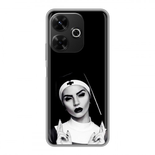 Полупрозрачный дизайнерский пластиковый чехол для RedMi 13 4G монашка