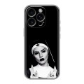 Полупрозрачный дизайнерский пластиковый чехол для Iphone 16 Pro монашка